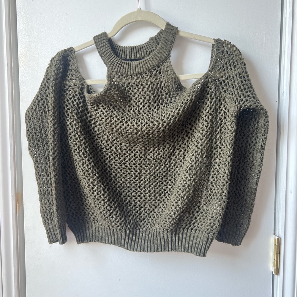 Cold shoulder olive green sweater from LF